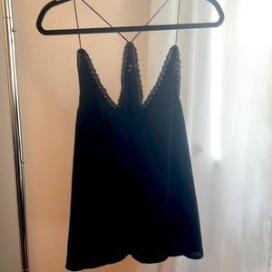 Lucca black spaghetti strap black tank top - dressy